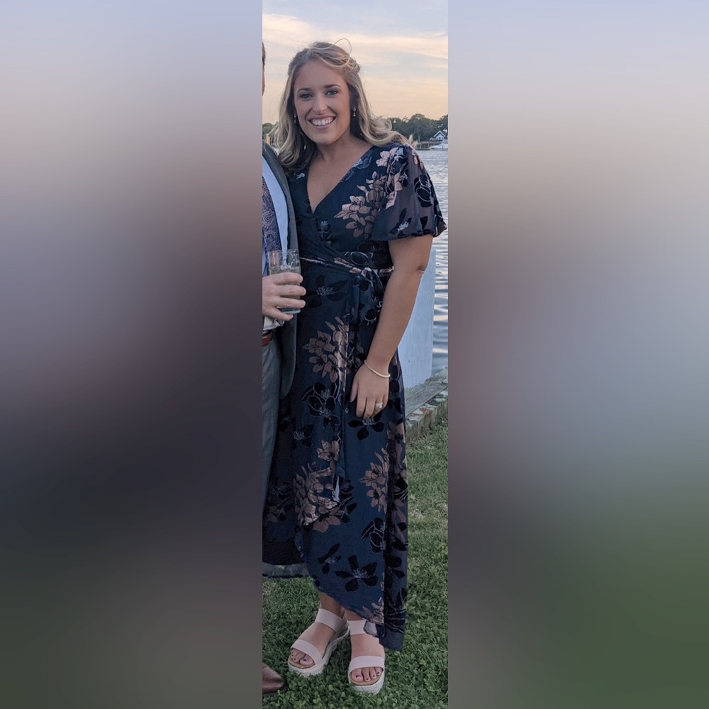 Lulus wrap dress with velvet detail